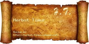 Herbst Timur névjegykártya
